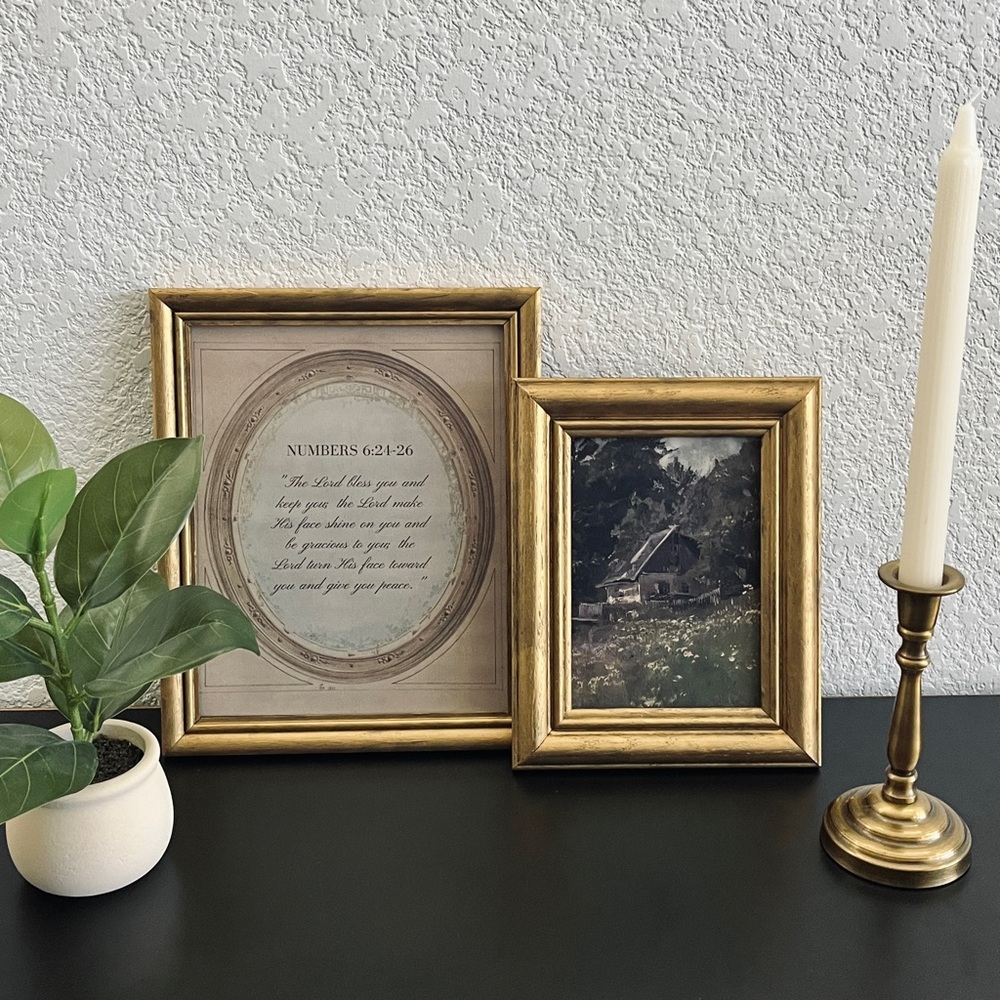 SET OF 2 Bible Verse Christian Art in Vintage Refinished Wood Frames
